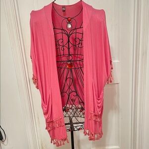 💗💗💗3 for 12$💗💗💗Pink Tassel Open Front Kimono